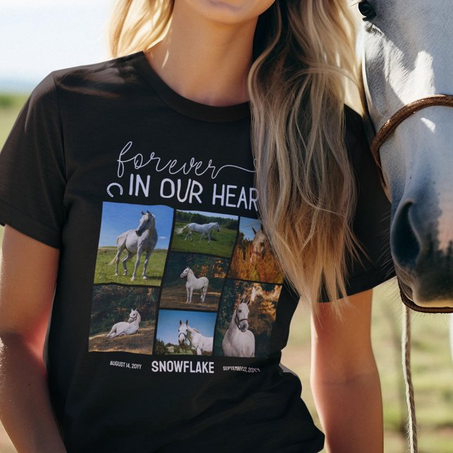 Forever In Our Hearts Horse Memorial Photo Collage T-Shirt (Creator Uploaded)