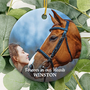 Forever In Our Hearts Horse Photo Pet Memorial Ceramic Tree Decoration