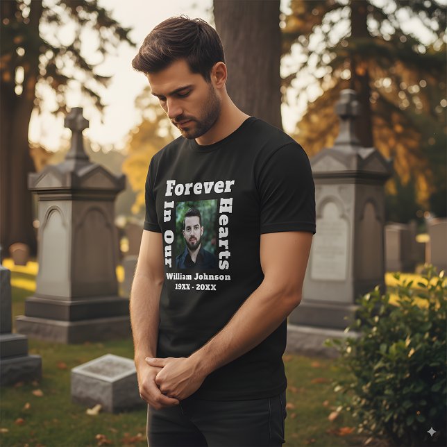 Forever In Our Hearts In Loving Memory Photo Grief T-Shirt (Creator Uploaded)