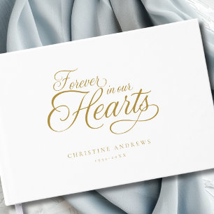 "Forever in our Hearts" Keepsake Funeral Guest Book