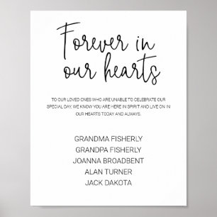  Forever In Our Hearts List Names Memorial Wedding Poster