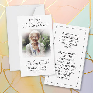Forever in our Hearts   Memorial Bookmark Prayer Card