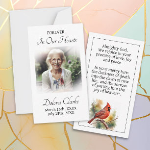 Forever in our Hearts   Memorial Bookmark Prayer Card