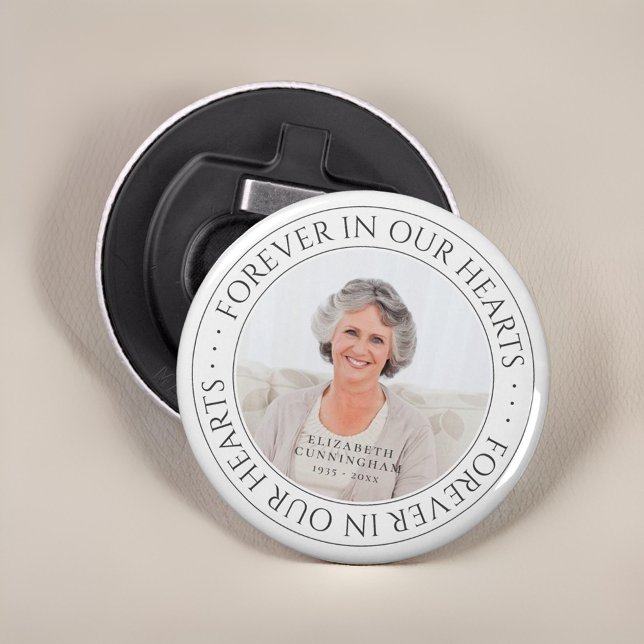 Forever In Our Hearts Memorial Elegant Photo Bottle Opener (Creator Uploaded)