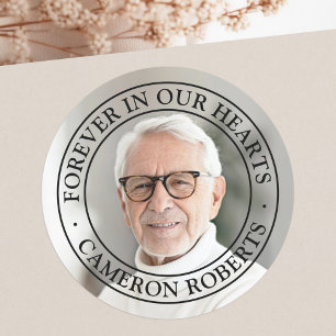 Forever in our hearts memorial full photo elegant classic round sticker