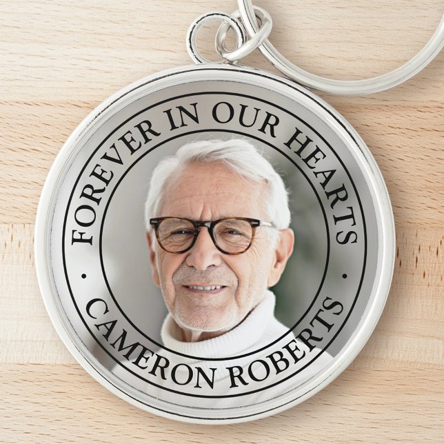 Forever in our hearts memorial full photo elegant key ring (Forever in our hearts memorial full photo elegant keychain)