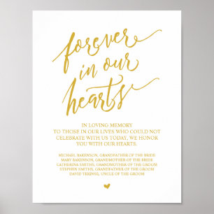 Forever in our hearts Memorial in gold Poster