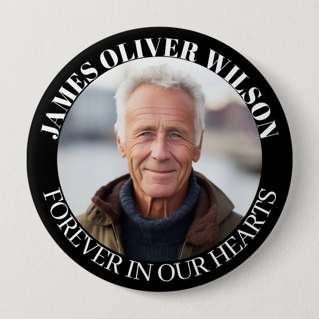 Forever In Our Hearts Memorial Keepsake Photo 10 Cm Round Badge (Front)