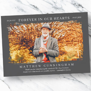 Forever in our Hearts Memorial Modern Simple Photo Thank You Card