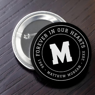 Forever In Our Hearts Memorial Monogram 6 Cm Round Badge