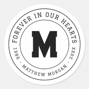 Forever In Our Hearts Memorial Monogram Classic Round Sticker