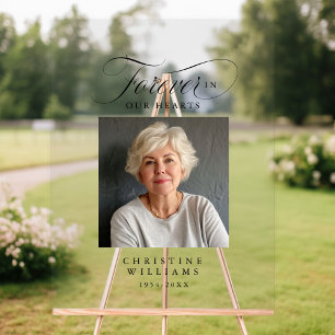 "Forever in our Hearts" Memorial, Name, Photo Acrylic Sign