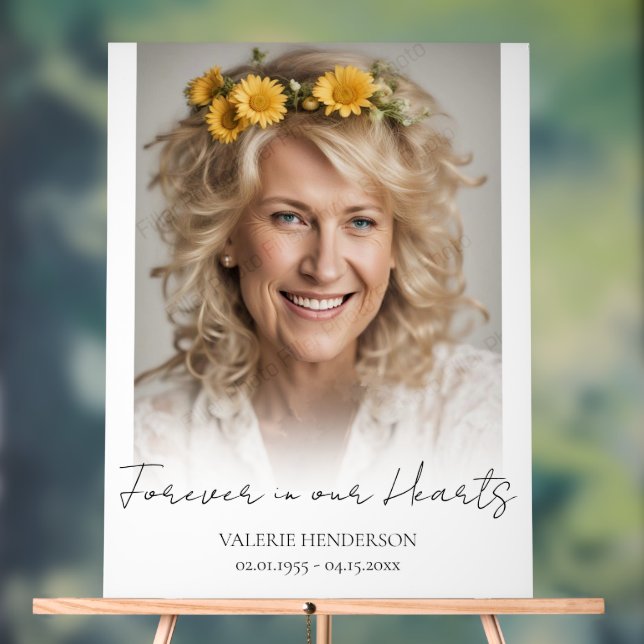 Forever in our Hearts Memorial Photo  Acrylic Sign (Neutral)