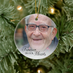 Forever In Our Hearts Memorial Photo Ceramic Tree Decoration