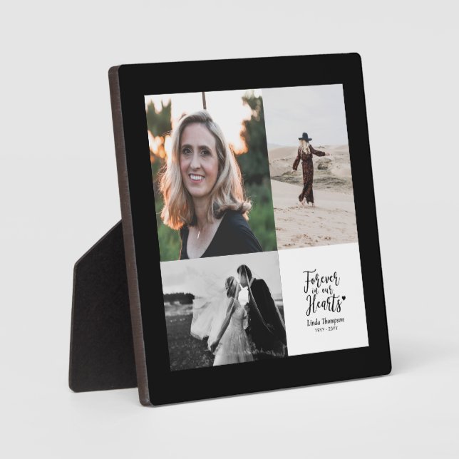 Forever in our Hearts | Memorial Photo Collage Plaque (Front)