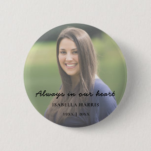 Forever in Our Hearts Memorial Photo Design 6 Cm Round Badge