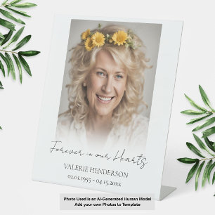 Forever in our Hearts Memorial Photo Pedestal Sign