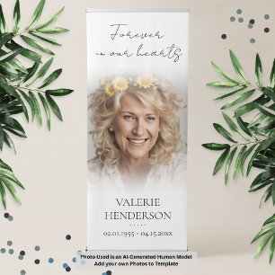 Forever in our Hearts Memorial Photo  Retractable Banner