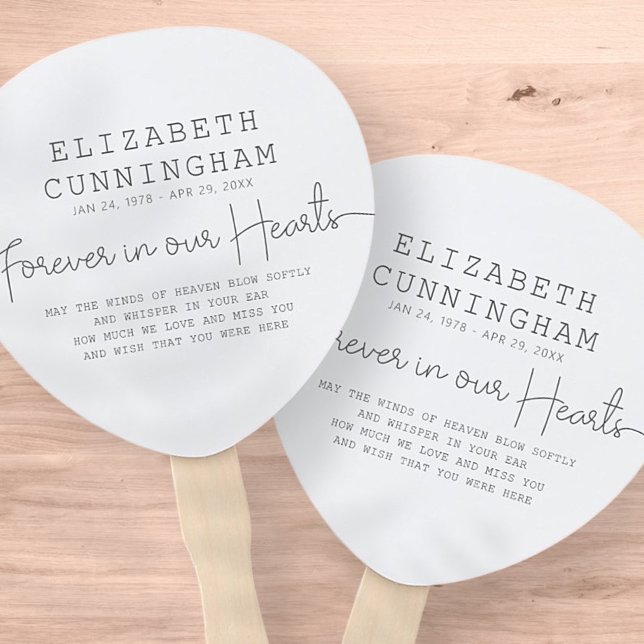 Forever In Our Hearts Memorial Simple Modern Quote Hand Fan (Creator Uploaded)