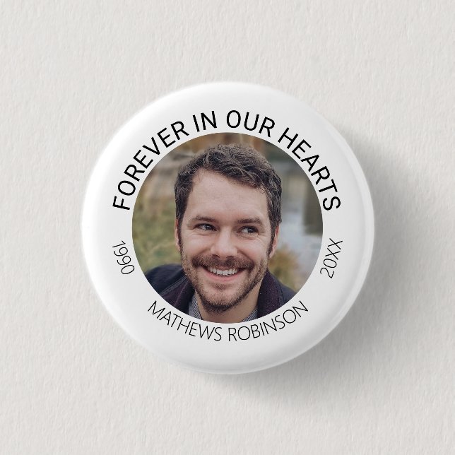 Forever in our hearts Memorial Tribute Funeral 3 Cm Round Badge (Front)