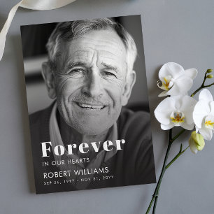 Forever In Our Hearts Memory Modern Photo Funeral Invitation