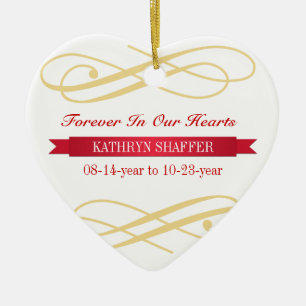 Forever In Our Hearts memory of memorial custom Ceramic Tree Decoration