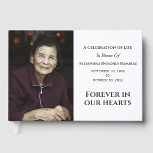 Forever In Our Hearts Modern Custom Photo Memorial Guest Book