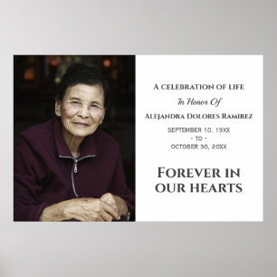 Forever In Our Hearts Modern Custom Photo Memorial Poster
