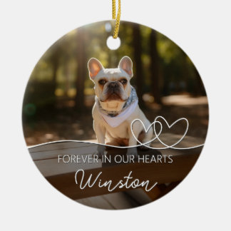 Forever in our Hearts Modern Photo Pet Memorial Ceramic Tree Decoration