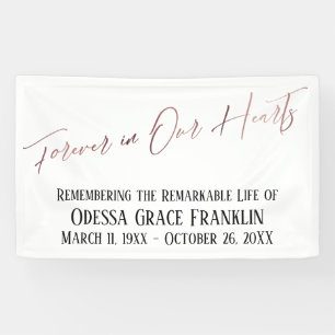 Forever in Our Hearts Modern Rose Gold Typography Banner