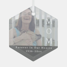 FOREVER in our Hearts Mum Photo Memorial Glass Tree Decoration