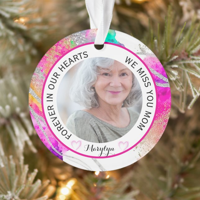 Forever in Our Hearts Mum Rainbow Glitter  Ornament (Tree)