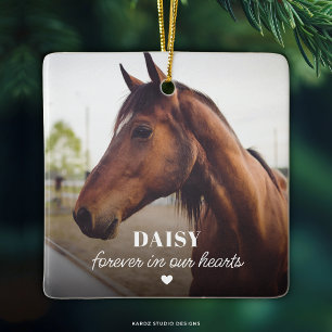 Forever In Our Hearts Name Photo Horse Memorial Ceramic Ornament