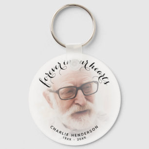 Forever In Our Hearts Or Custom Text Photo Tribute Key Ring