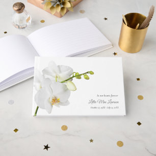 Forever in our Hearts Orchid Funeral Memorial Guest Book