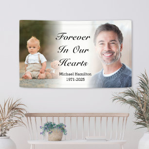 Forever In Our Hearts Personalised Memorial Photo Banner