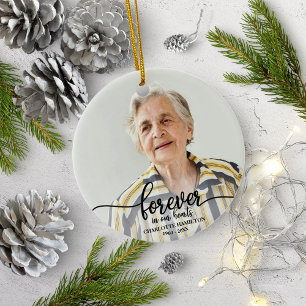 Forever In Our Hearts Personalised Photo Memorial Ceramic Tree Decoration