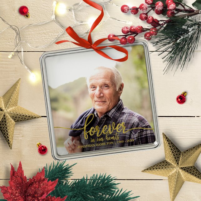 Forever In Our Hearts Personalised Photo Memorial Metal Tree Decoration (Creator Uploaded)