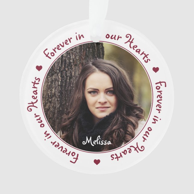 Forever in our Hearts Personalised Photo Memorial Ornament (Front)