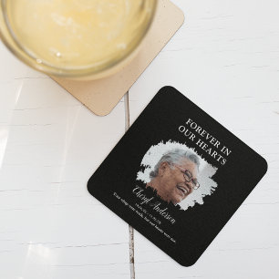Forever in Our Hearts Personalised Photo Memorial Square Paper Coaster