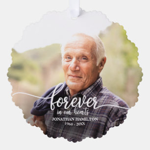 Forever In Our Hearts Personalised Photo Memorial Tree Decoration Card