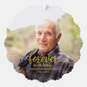 Forever In Our Hearts Personalised Photo Memorial Tree Decoration Card