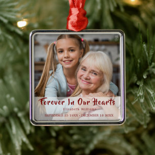 Forever In Our Hearts Personalized Memorial Photo Metal Tree Decoration