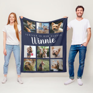 Forever in Our Hearts Pet Blue Memorial Keepsake Fleece Blanket