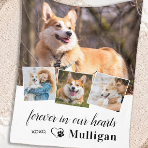 Forever in our Hearts Pet Dog Memorial 4 Photo Fleece Blanket