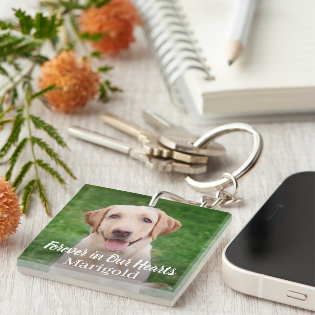 Forever in Our Hearts Pet Dog Photo Keepsake Key Ring (Front Right)
