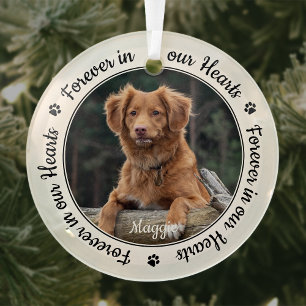 Forever in our Hearts Pet Loss Gift Dog Memorial Glass Tree Decoration
