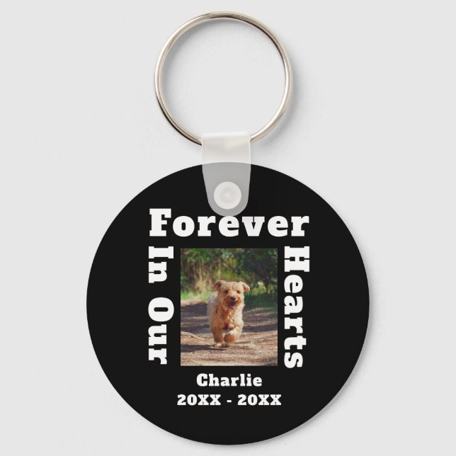 Forever In Our Hearts Pet Loss Sympathy Memorial Key Ring (Front)
