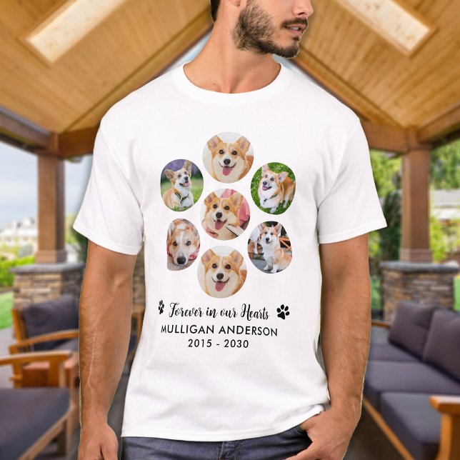 Forever In Our Hearts Pet Memorial 7 Photo Collage T-Shirt (Creator Uploaded)