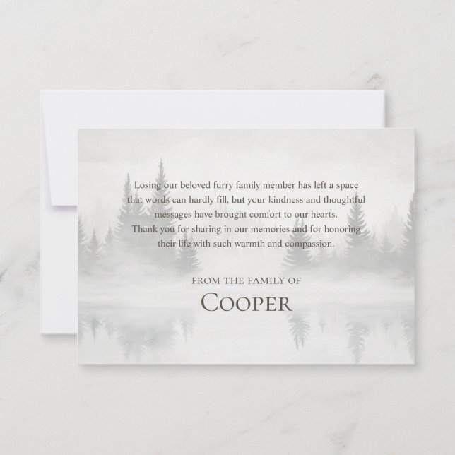 Forever in our hearts Pet memorial custom Thank You Card (Back)